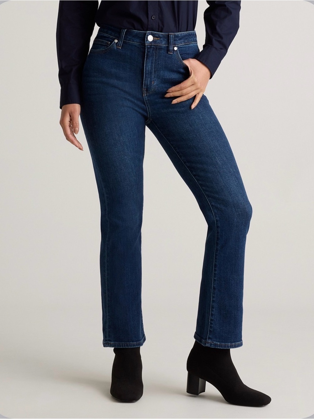QUINCE Stretch High Rise Kick Flare Jeans